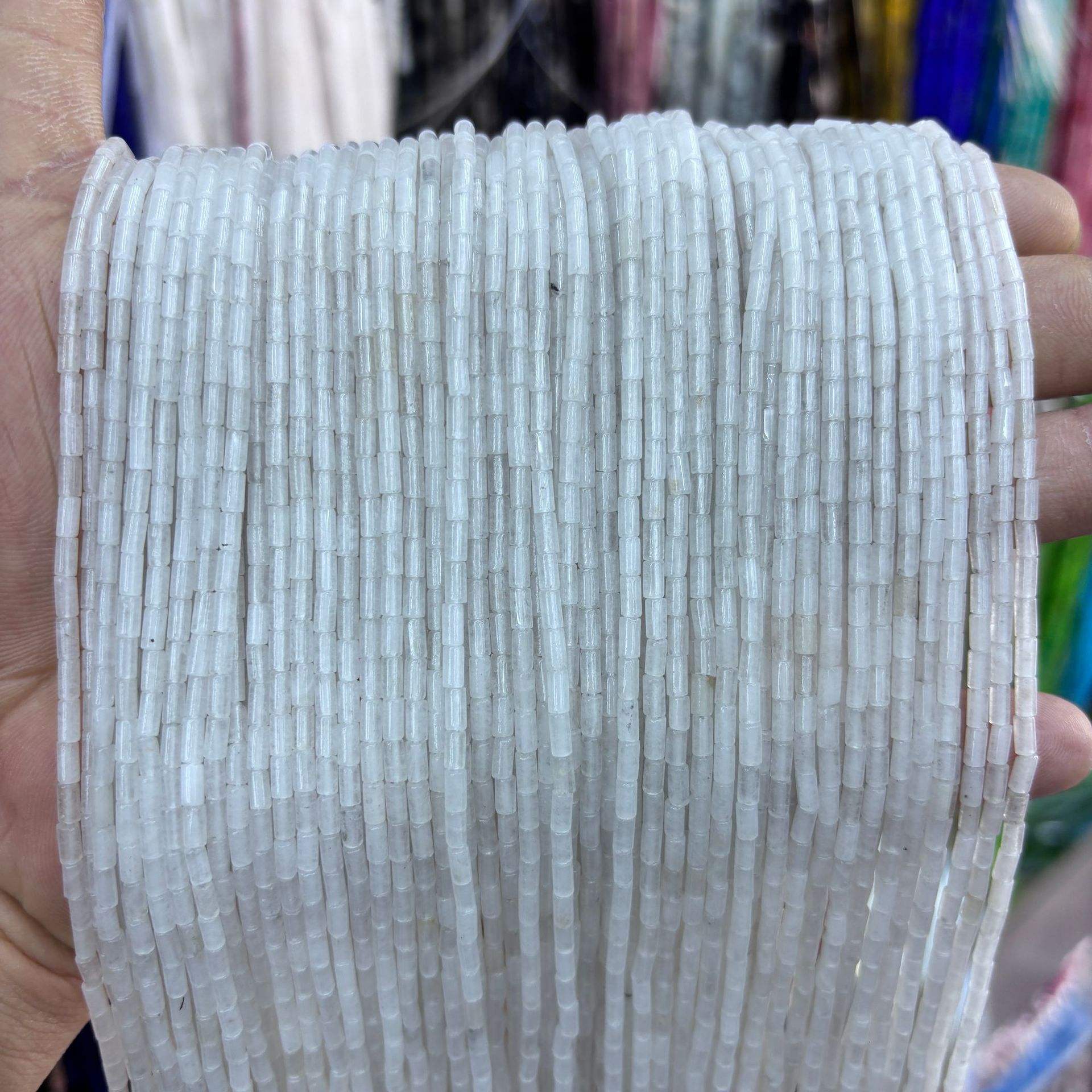 White marble tube beads