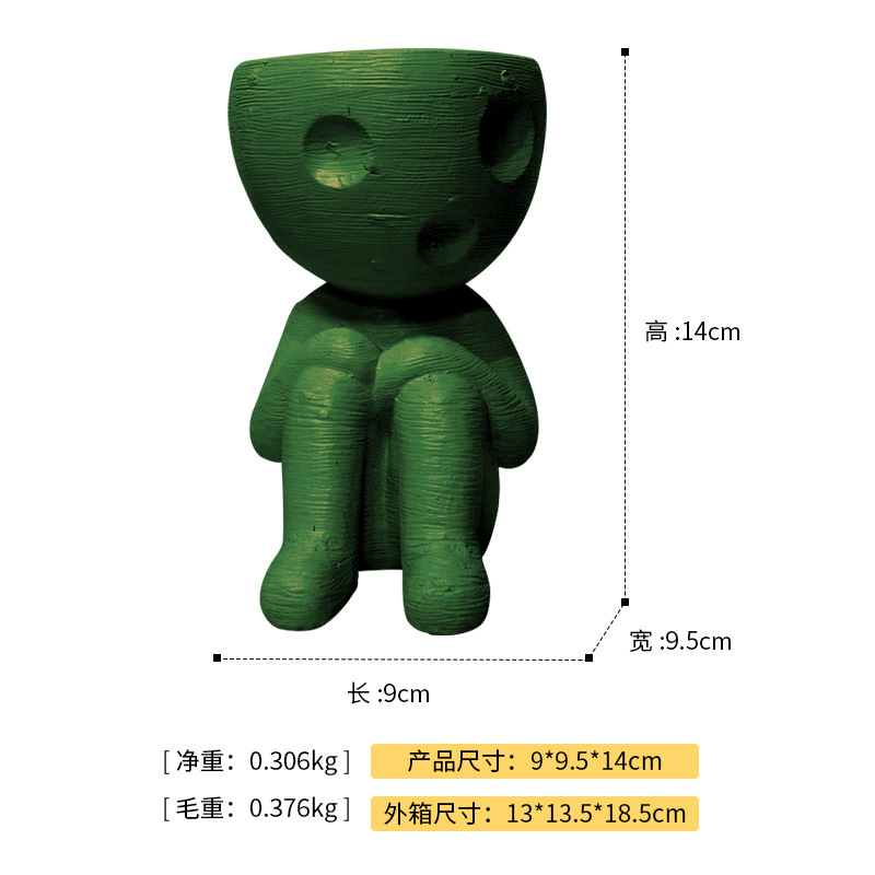 Knee-hugging mummy vase - green
