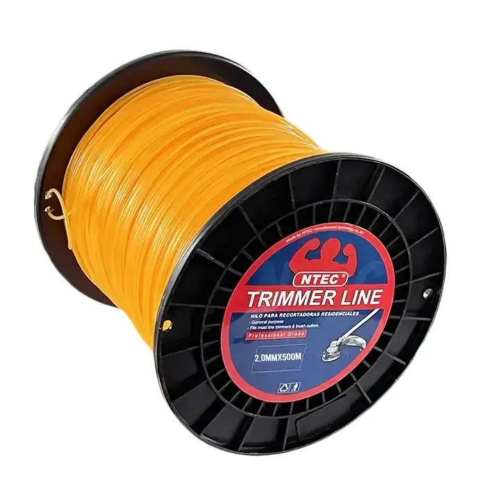 NTEC diametro 2.5mm 500m linea di nylon per il taglio dell'erba arancione sezione trasversale forma prezzo di fabbrica giardino trimmer