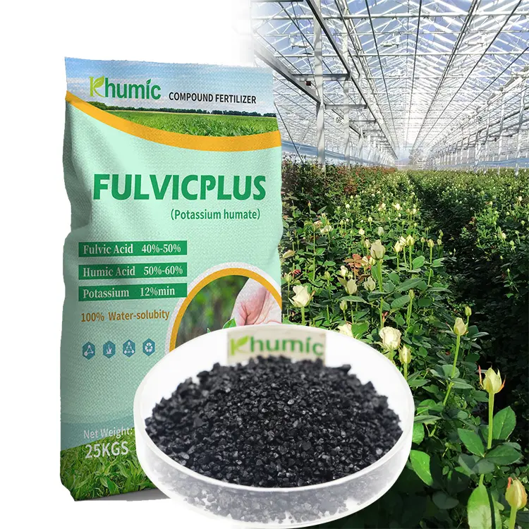 Productos agrícolas fertilizante de potasio 100% polvo de ácido fúlvico de potasio mineral soluble
