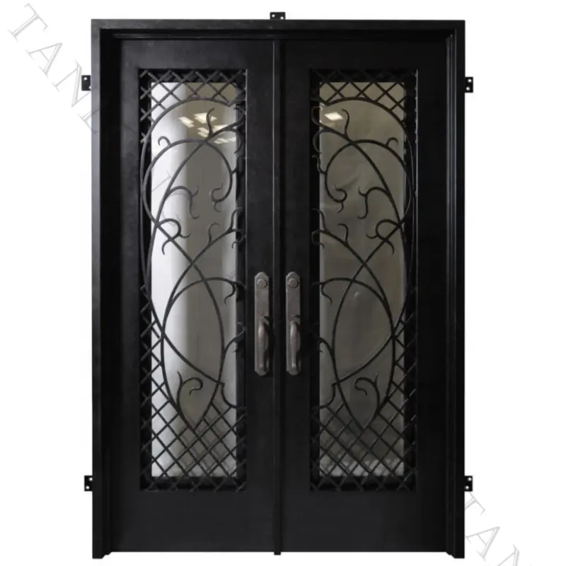 Porte metalliche in ferro battuto Tanlong porte esterne francesi a doppia porta per la casa