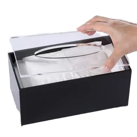 Wholesale Multi-functional Acrylic Mirror Tissue Box Napkin Holder Organizer Stand With Divisions Lids
