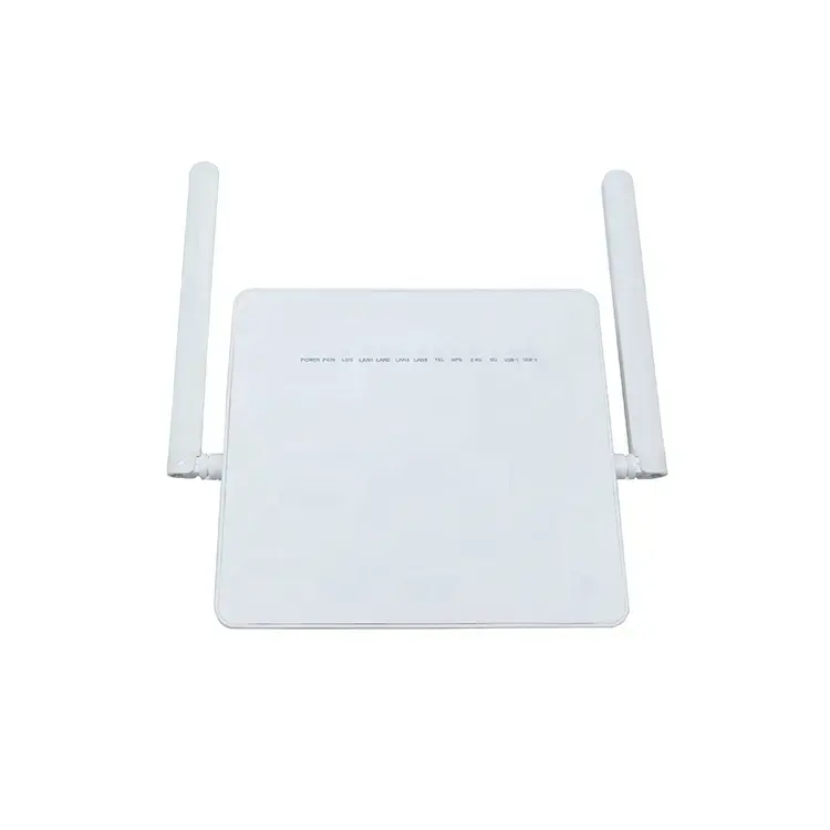 FTTH GPON ONT Modem dua antena, Unit jaringan optik G-1425-MA 4GE 2USB 1Tel 2.4G 5G WIFI