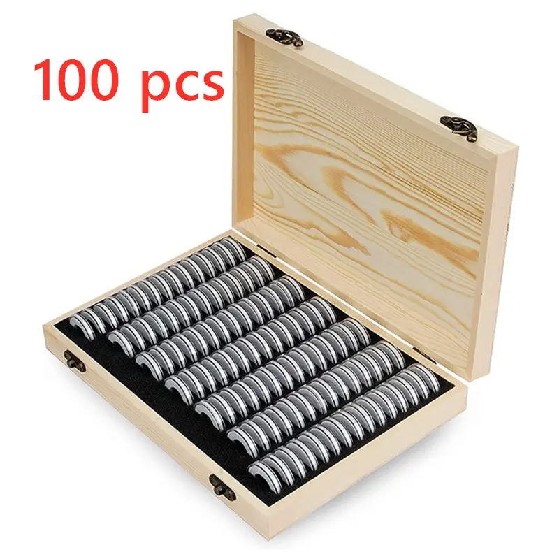 Porte-monnaie vitrine stands boxs capsules collection organisateur conteneur boîte de rangement en bois pour 100 pièces