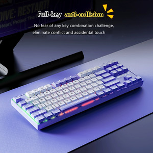 AK870MC USB cablato RGB tastiera meccanica interruttore satellitare 87 chiave di illuminazione mista a colori per PC/Mac - Product Image 6