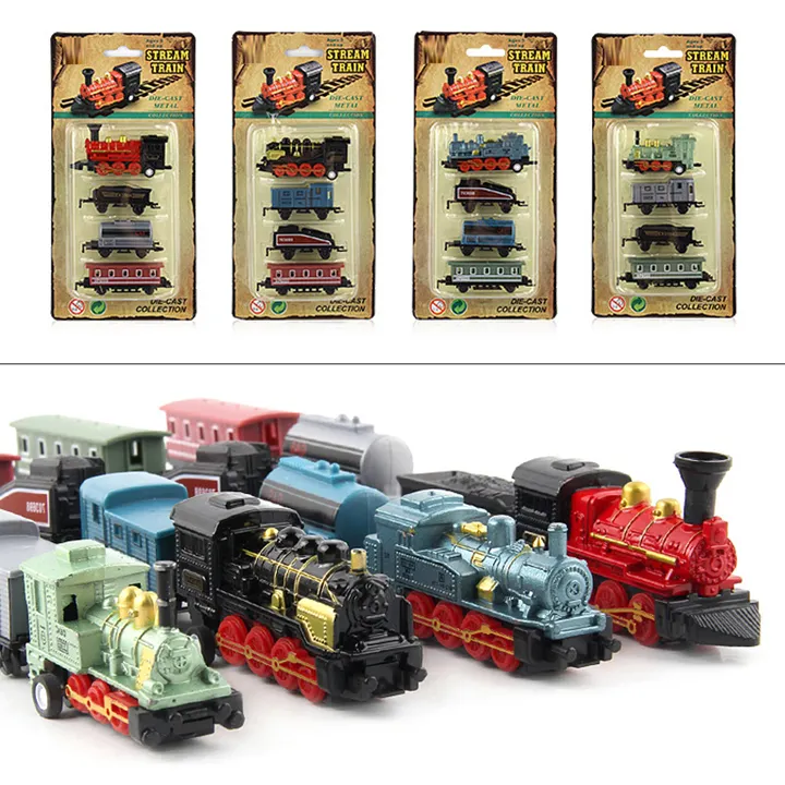 1:60 Mini New Other Alloy Retro Steam Model Educational Car Diecast Pull Back Train Toy For Kids