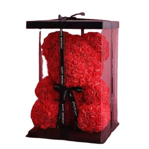 Yüksek kalite 40cm yapay güller köpük ayı hediye kutusu ile çiçek oyuncak ayı hediye için sevgililer günü anneler günü hediyesi - Product Image 1