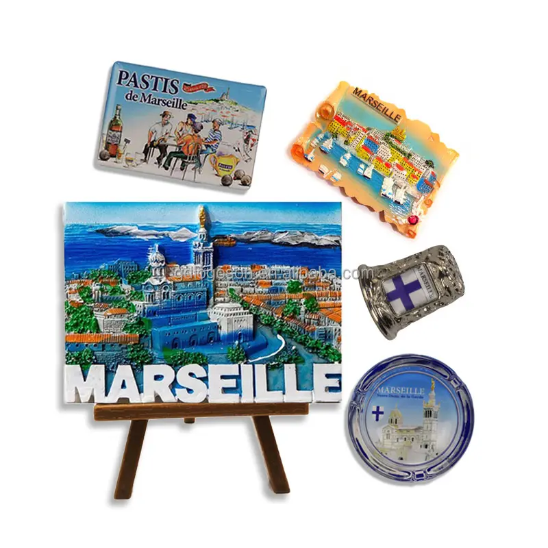 Nieuwe Custom Marseille Poly Hars Ambachtelijke Decoratie Reizen Souvenir Met Plastic Houder Opknoping Hars Decoratie