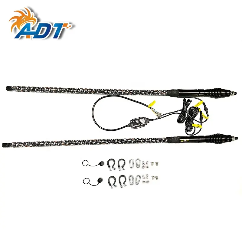 ADT Led Whip Lights 0.6M 0.9M 1.2M 1.5M 1.8M Chasing RGB App control Whip Light car flagpole lights con bandiera per camion fuoristrada