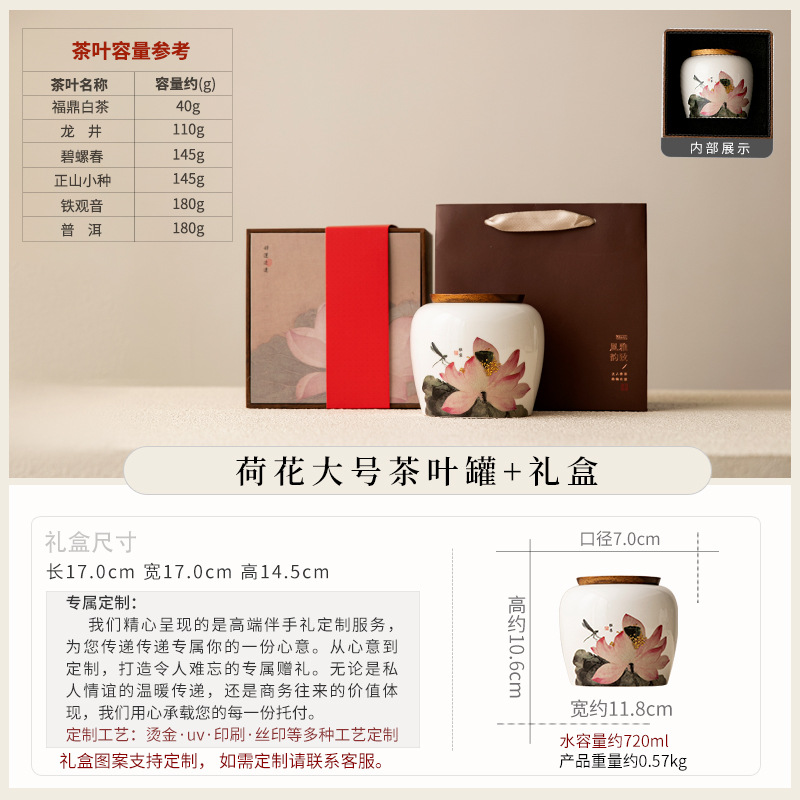 Bote de té YQ Lotus Charm - Caja de regalo grande (Tipo A)
