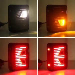 ไฟท้าย LED 9-32V รุ่นใหม่ K เลนส์สีควันสีแดง/เหลืองไฟ LED เบรคถอยหลังสำหรับ JEEP JK - Product Image 5