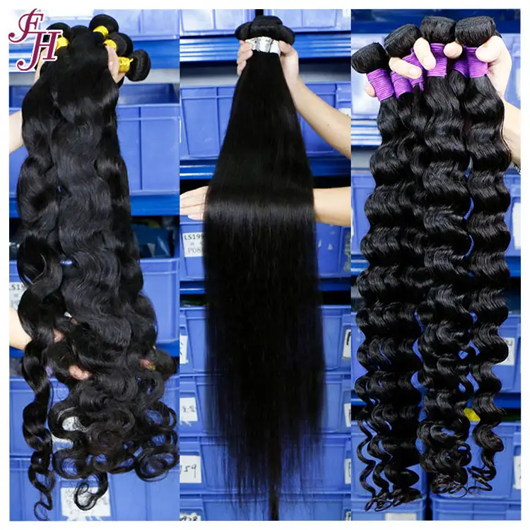 FH cheveux alignés cuticules vierges bruts, vente en gros de cheveux humains, vendeur de cheveux vierges, faisceaux de cheveux brésiliens vierges de vison cru