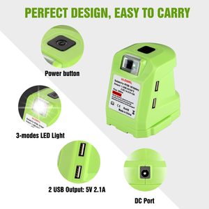 Ryobi14.4-18Vリチウム電池アダプター用ポータブルLEDライトバッテリーアダプターRyobiUSB充電器アダプター用LEDライト充電器 - Product Image 2