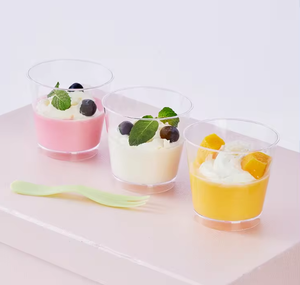 5oz Ps Pet Mini tek kullanımlık plastik kare bardak için parti dondurma yoğurt mus tatlı kapaklı bardak ve kaşık - Product Image 4