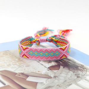 Pulseras de tela tejida con cinta colorida étnica de nepalí, brazaletes ajustables de cuerda, regalos de amistad