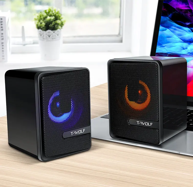 Vofull-minialtavoz de ordenador para escritorio, estantería compacta con USB básico, Plug-n-Play, Audio USB, zona de sonido