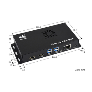PoE Mini-Computer con ventola di raffreddamento in metallo Case Based Raspberry Pi Compute Module 4-non inclusi i processori per microcontrollori FPGA - Product Image 6