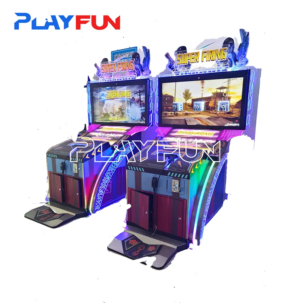 Fábrica de PlayFun, venta al por mayor, súper disparo, máquina de juego de tiro con pistola Terminator Arcade de vídeo que funciona con monedas