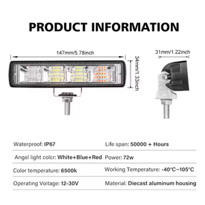 JSG 72W <strong>High</strong> <strong>Power</strong> LED <strong>Work</strong> Light <strong>Auxiliary</strong> Offroad Car <strong>Lamp</strong> 6000K Color Temperature New Flood Beam LED Light Bar <strong>Work</strong> <strong>Lamp</strong> - Product Image 5