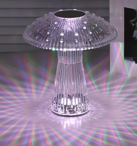 Newish fungo meduse lampada da tavolo touch telecomando toccando luce colore lampada di cristallo creativo piccola lampada da notte