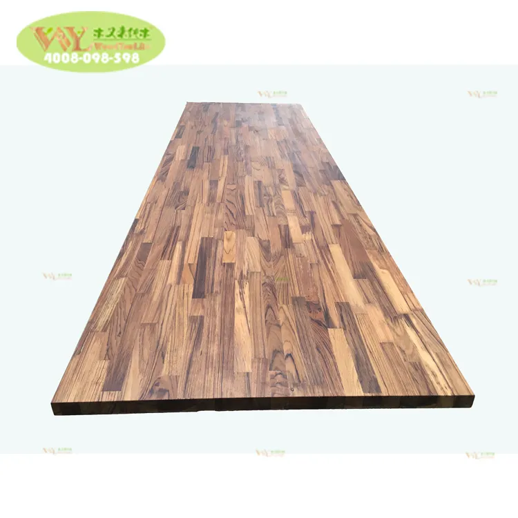 Fornecedor de fábrica de dedo juntas sólido teak madeira balcão superior/personalizado fj teak teak madeira tabletop para restaurante