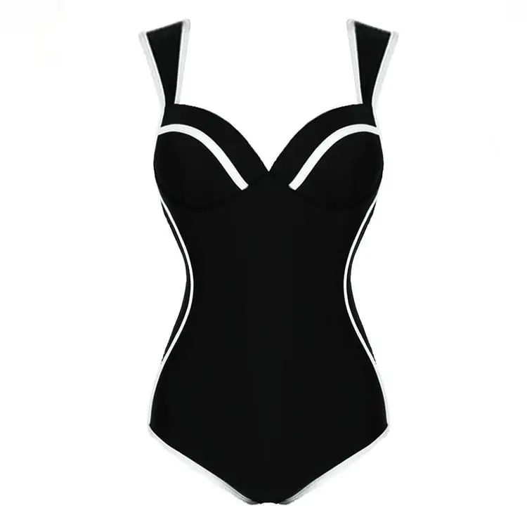 The 2024 Korean version of the black and white vacation swimming hot spring outfit gathers to look thin swimsuit women