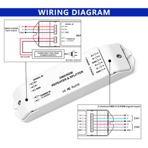 DC 12V 24V DMX RDM Controller Repeater <strong>Splitter</strong> <strong>Input</strong>/<strong>Output</strong> DMX512 1990 RDM Digital Signal Amplifier Expander <strong>1</strong> to 2 Channels - Product Image 5
