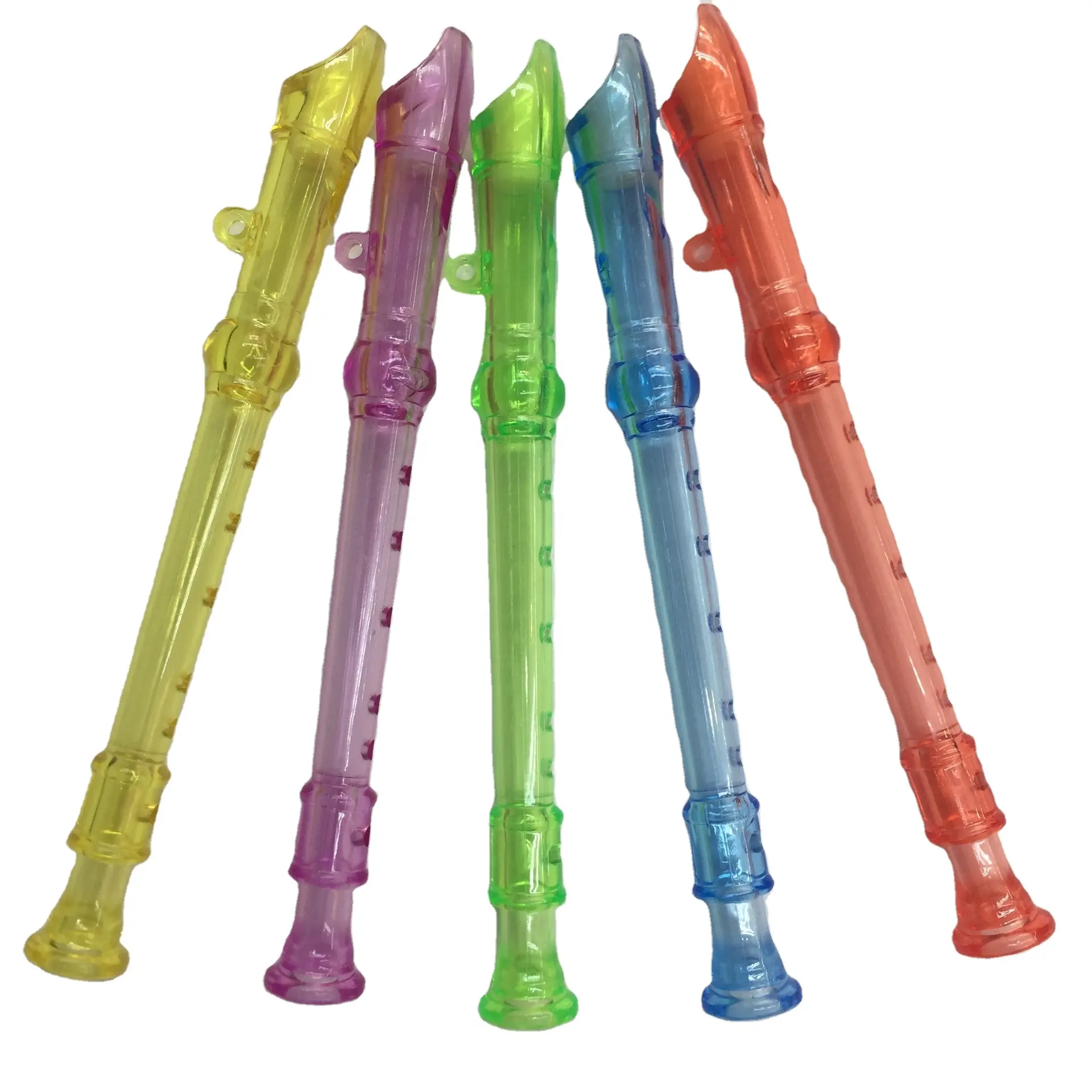 Venta al por mayor de plástico de seis agujeros multicolor transparente para niños práctica de educación temprana flauta de tamaño mini