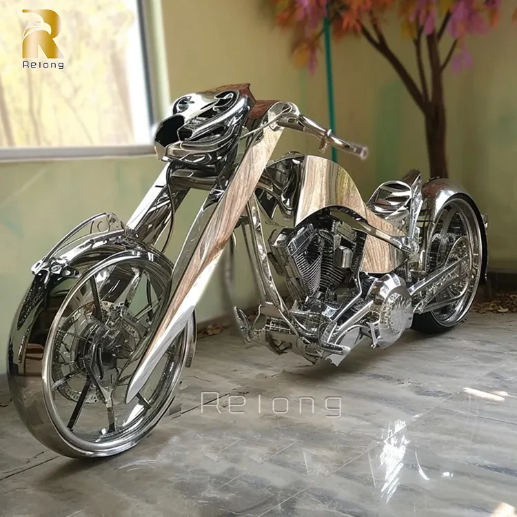 Factory Price High Quality Outdoor Garden Stainless Steel Motorcycle Sculpture