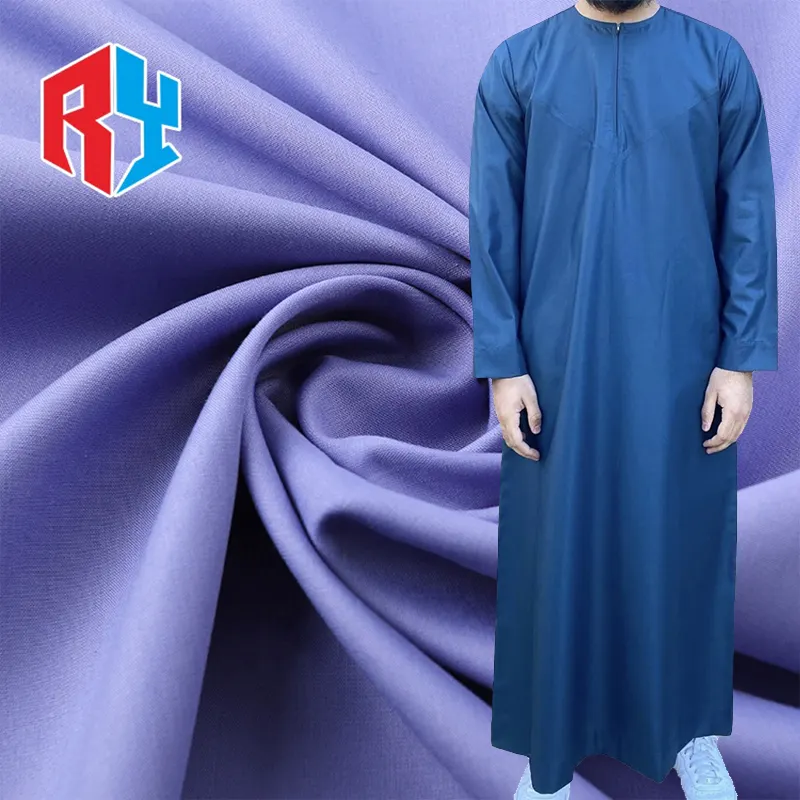 Tissu à motif uni et doux de 45 pouces pour homme, en polyester, 100% de térylène filé, tissu de thobe arabe, vente en gros