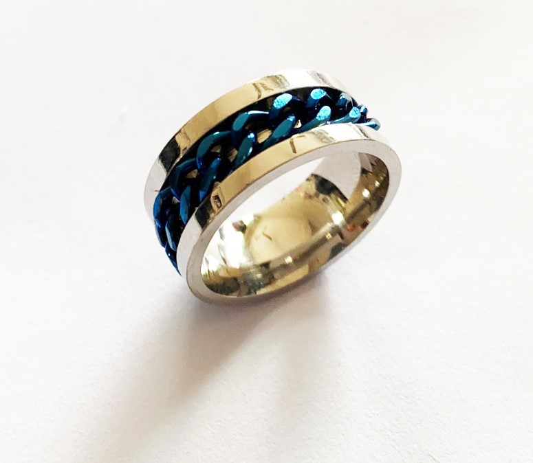 5 catene argento + blu