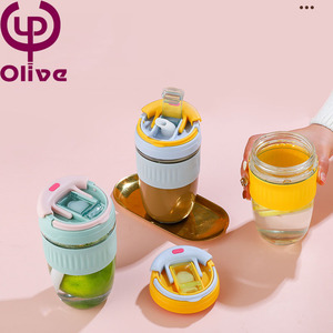 Taşınabilir çift kullanımlı çift süzgeç kahve ve ofis ve kamp için tek filtre cam saman ve kapak ile çay bardağı - Product Image 4