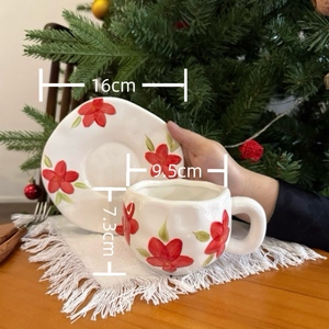 Haşhaş çiçeği seramik fincan Set porselen kupa seti kahve ve çay için hediye kutusu ile çay fincanları & tabaklar - Product Image 1