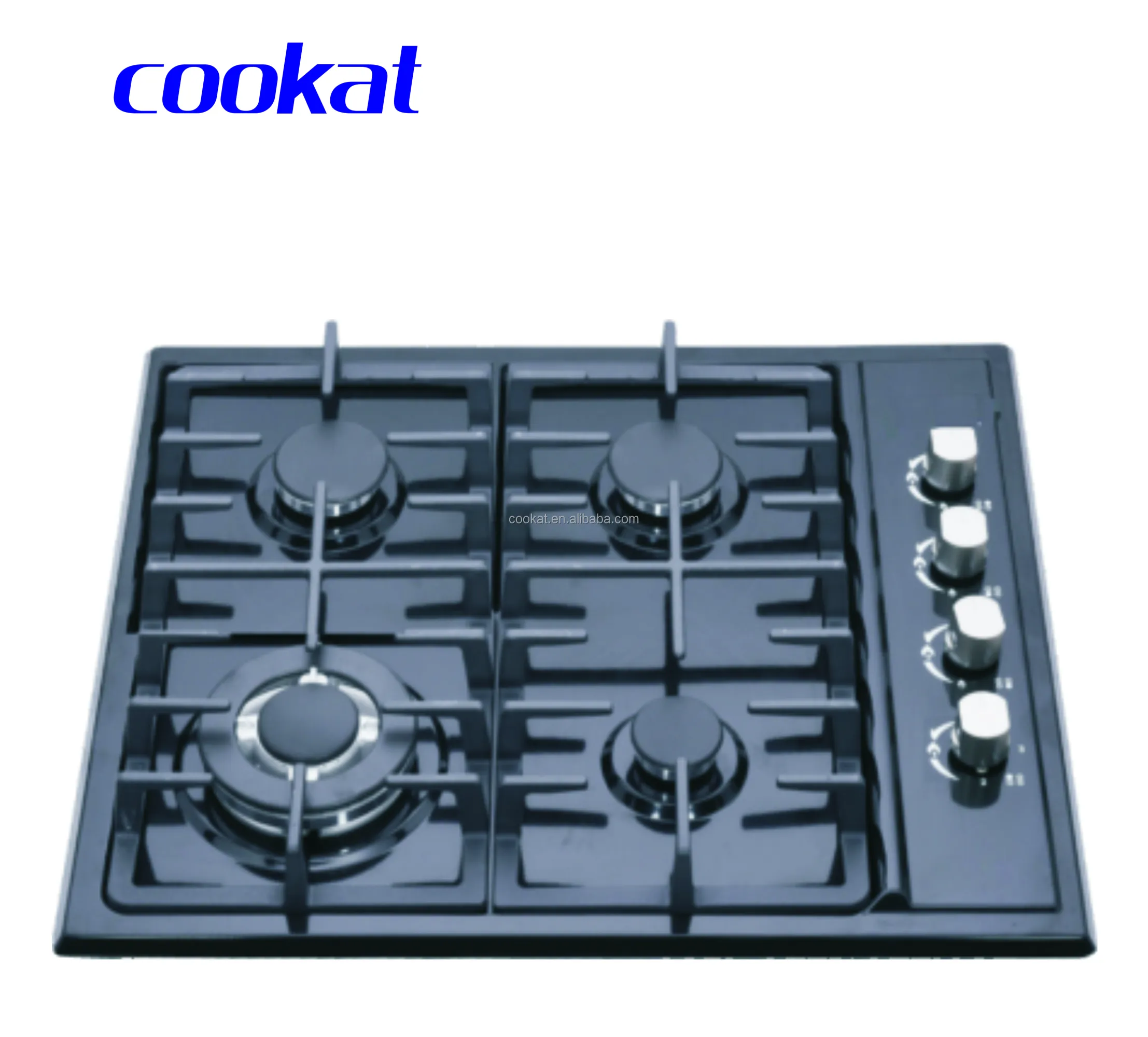 OEM/ODM 4 Burner Glass Kitchen Gas Stove Black Painted Stainless Steel Panel 4 Burner Cooker Hob