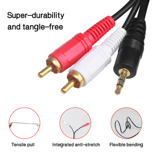 3.5mm AUX Stereo Gold Port to 2 <strong>RCA</strong> Male 1.5M Length <strong>Audio</strong> <strong>Y</strong> Cable <strong>Adapter</strong> for HDTV Computer Player Smartphone Tablet Notebook - Product Image 3