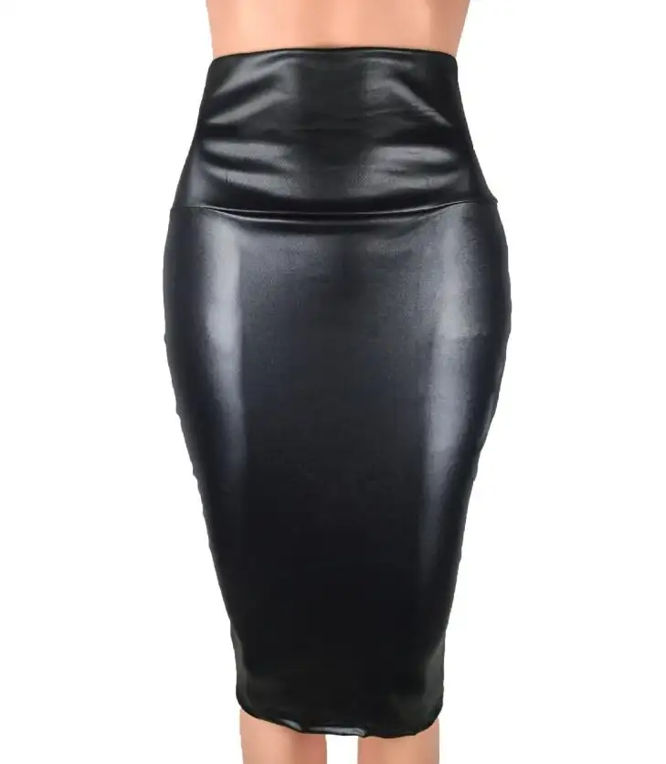 Falda de cuero con cintura alta para mujer, falda femenina de estilo europeo y americano, con cintura alta, estilo informal, para negocios, Otoño e Invierno