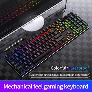Teclado impermeable multifuncional para ordenador, juego mecánico profesional V4 de 104 teclas con cable, luz Rgb retroiluminada de colores