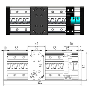 Carril de guía lineal de doble eje de plataforma GG Carril de deslizamiento lineal de eje óptico deslizante de tornillo doble para máquina de bloques GX80