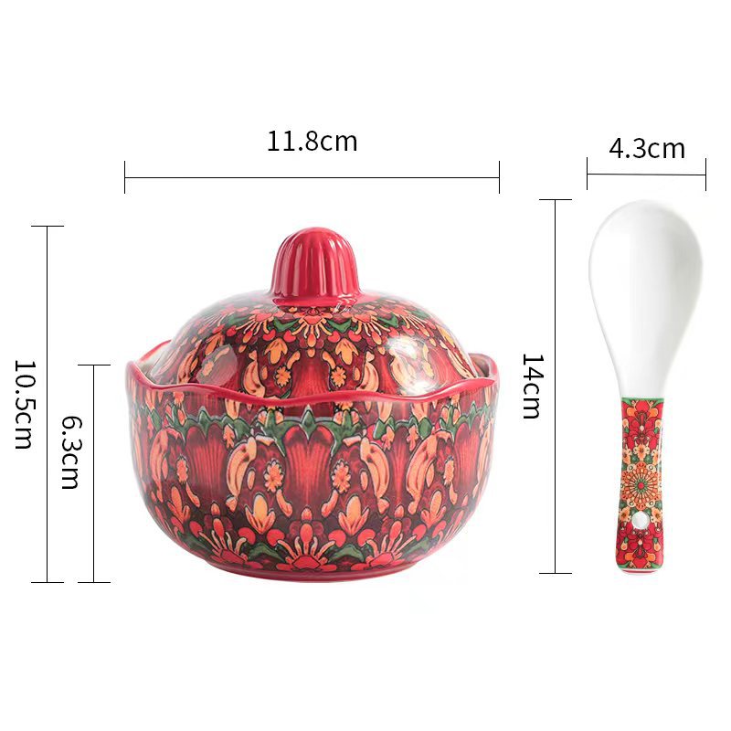 Red flower stew pot