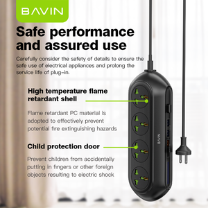 BAVIN USB PD 4端口高品质快速充电便携式办公家用笔记本电脑台式机手机电源插座PC823 - Product Image 5