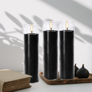 KLS 3 ชิ้นสีดํา Unscented เทียนสวดมนต์แก้วเทียนสวดมนต์สําหรับ Sanctuary โมเนอริอลอิสลามยาวเผาไหม้เวลา 7 วัน - Product Image 4