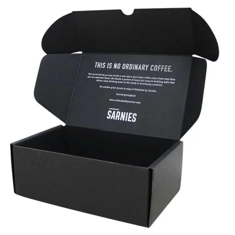 Boîte de courrier en papier ondulé noir, avec Logo personnalisé, emballage de commerce électronique, pour la livraison, 50 pièces