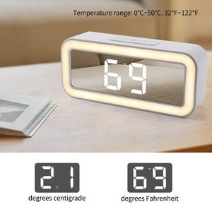 LED Mirror Alarm Clock Display <strong>Time</strong> with Night <strong>Light</strong> and Snooze Function Two USB Ports Table Digital Clock for Bedroom - Product Image 4