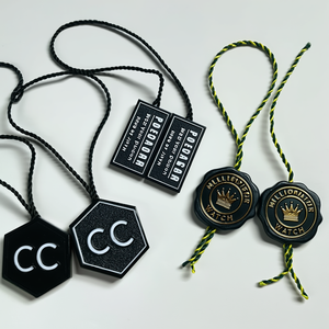 Etiqueta colgante Cuerda de seda Etiquetas colgantes permanentes colgantes de plástico para ropa Alambre de sellado Seda Logotipo personalizado Cadena de etiquetas colgantes - Product Image 1