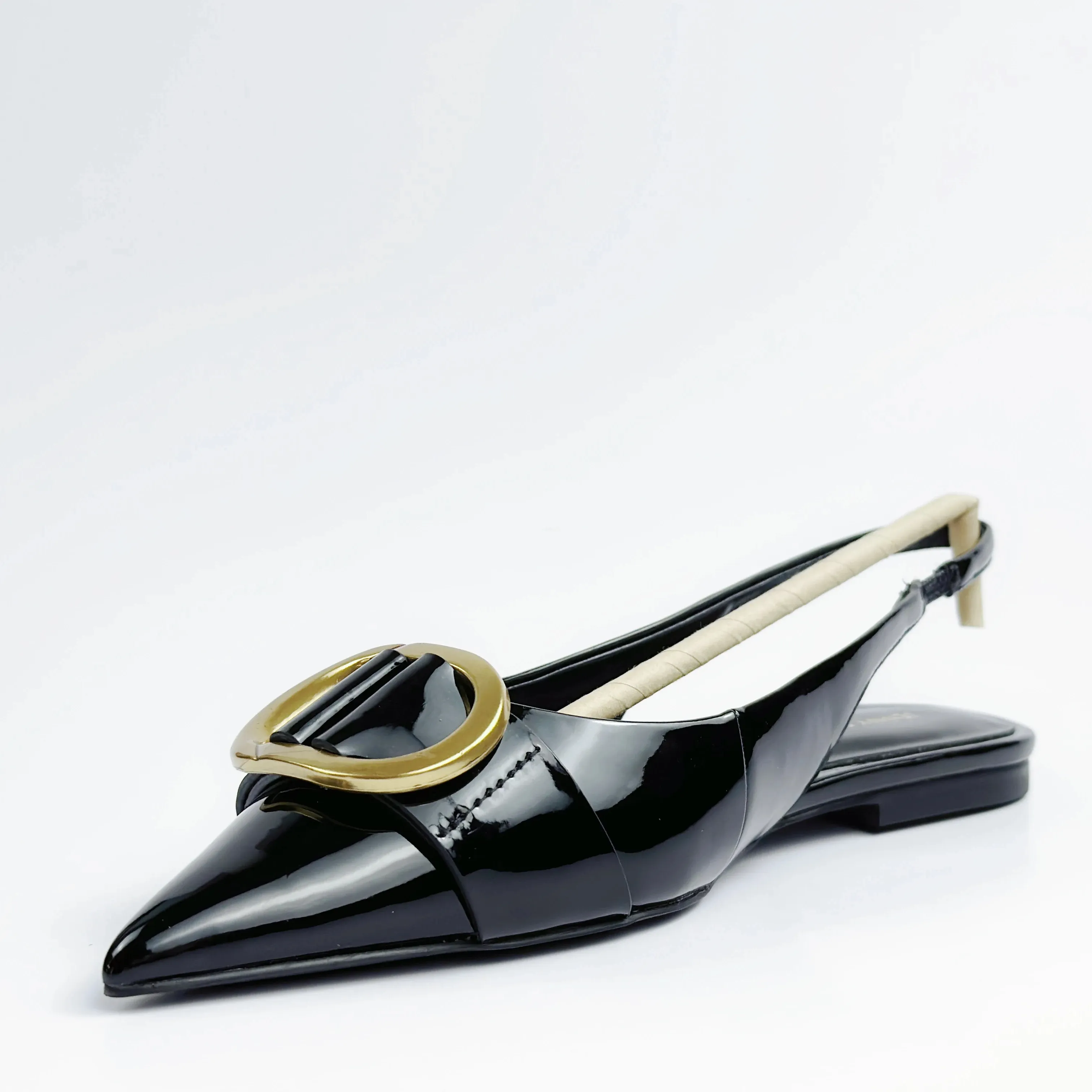 Pisos de lujo de moda para damas con hebilla de charol adorno slingback y puntiagudos zapatos planos de mujer zapatos de mujer