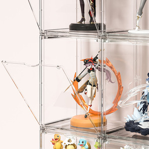 Espositore Trasparente <span class=keywords><strong>a</strong></span> 3 Ripiani in Plastica con Porta Magnetica, Autoassemblabile, Disponibile in Magazzino - Product Image 1