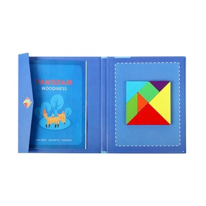 In legno magnetico 3D puzzle game forme geometriche colorate Tangram puzzle giocattolo educativo cervello blocchi di logica libro puzzle - Product Image 1