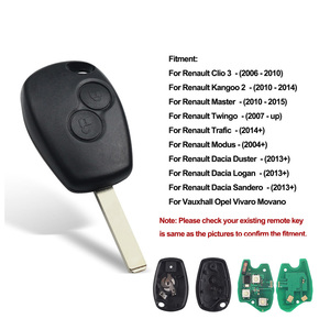 RENAult RENAult II Clio III için uzaktan anahtar kabuk toz toplayıcı Modus Twingo Dacia Logan 2 düğmeler 433MHz Chip çip araç - Product Image 2