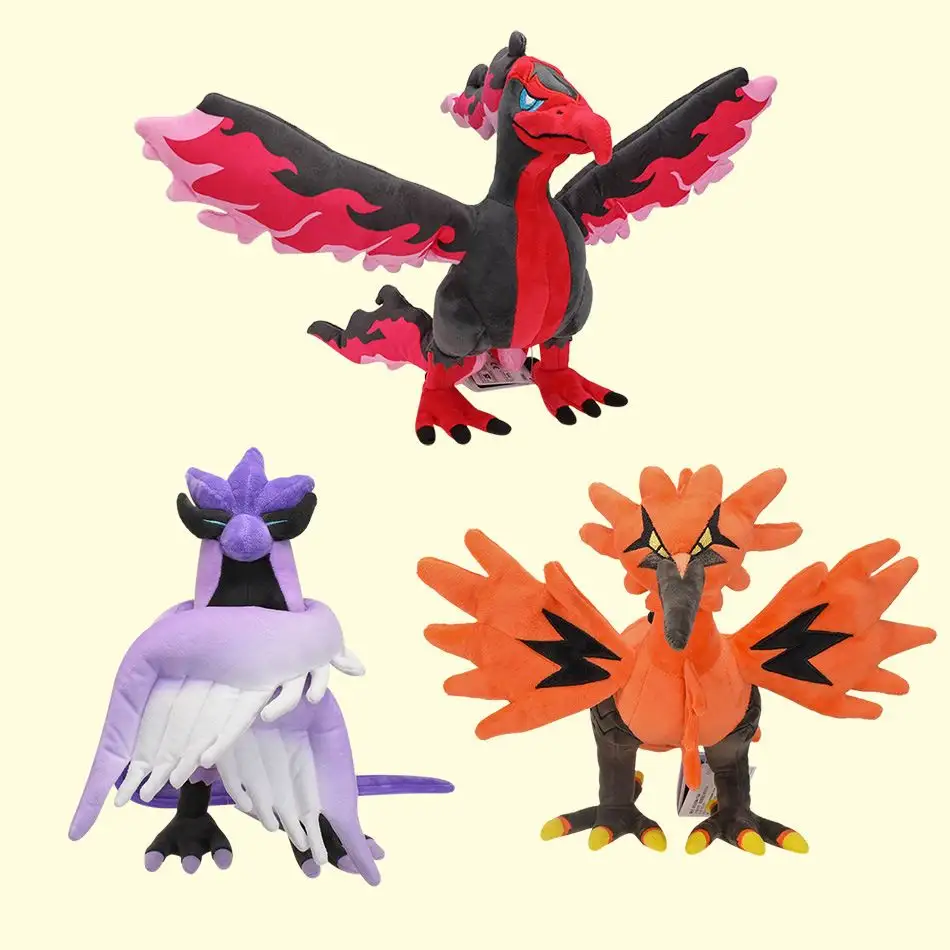 High Quality New Designs Cartoon Figure Articuno Zapdos Moltres Stuffed Animal Plush Toys with Brand Tags