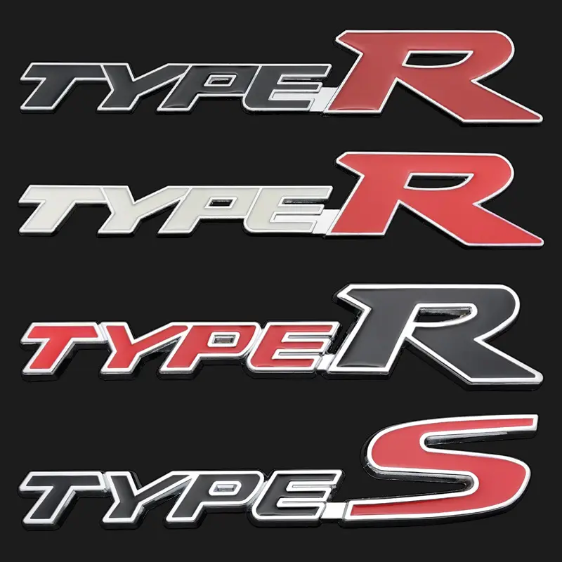 TYPE S 3D Metal Letters Car Emblem Badge Logo Sticker Auto Side Rear Trunk Decals For Honda Toyota Nissan Mazda Car Accessories